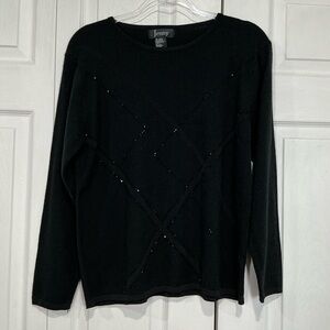 🌷 Jenny Black Long Sleeve Beaded Sweater - Large